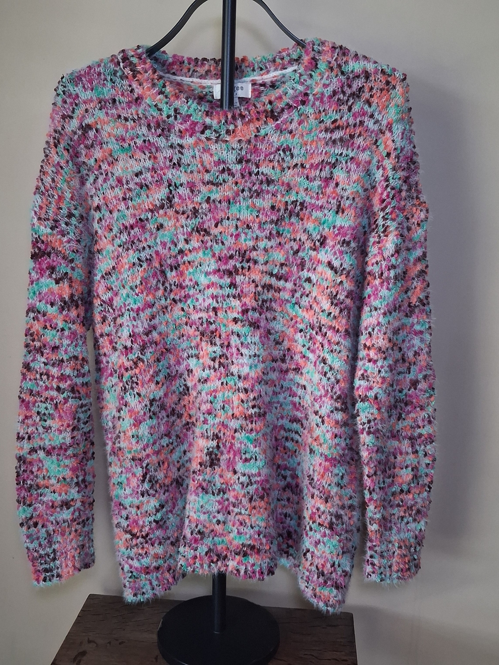 Umgee Women’s Fuzzy Knit Shaggy Multi-Color Sweater; Sz. M
